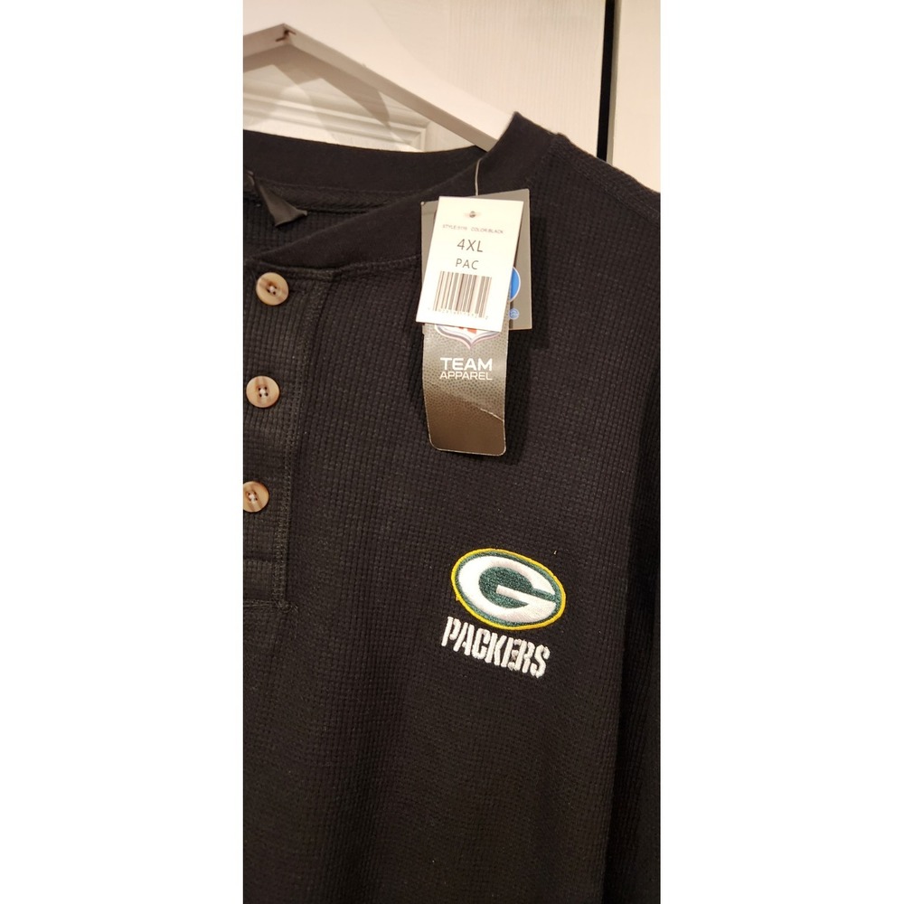 Dunbrooke Green Bay Packers BLACK THERMAL Long Sleeve T Shirt, Men's 4XL - Picture 2 of 4